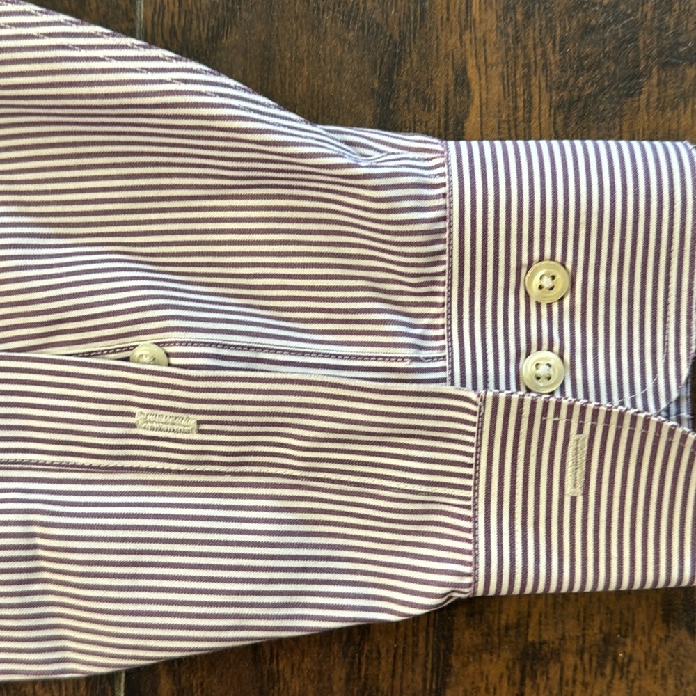 Brooks Brothers Men’s 346 Plum & White Stripe Button Down Shirt Regular Fit - Picture 6 of 6